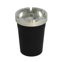 Asbak met deksel - voor auto, strand en tuin - zwart - 11 x 8 cm - kunststof