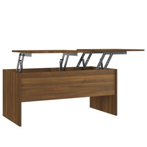 The Living Store Salontafel s Bewerkt Hout - 102 x 50.5 x 46.5 cm - Bruineiken