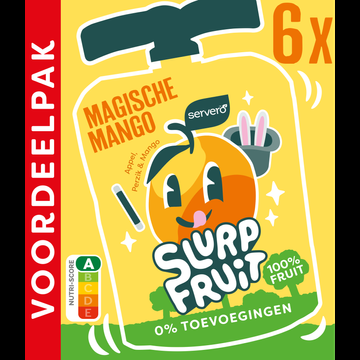 Servero Slurpfruit Magische Mango Appel, Perzik & Mango Voordeelpak 6 x 90 g bij Jumbo