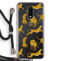 Luipaard: OnePlus 7 Transparant Hoesje met koord