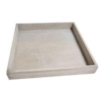 Dienblad/kaarsenbord - hout - L30 x B30 x H3 - vierkant - naturel - tray