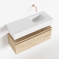 Toiletmeubel Mondiaz Andor | 80 cm | Meubelkleur Washed oak | Lex vrijhangend wastafel Talc Rechts | Zonder kraangat