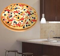 Muursticker pizza in kleur
