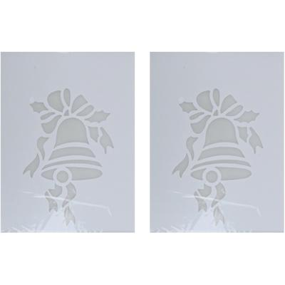Kerst raamsjabloon kerstklok - 2x - wit - 35 cm - raamdecoratie - kerstversiering