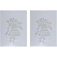 Kerst raamsjabloon kerstklok - 2x - wit - 35 cm - raamdecoratie - kerstversiering