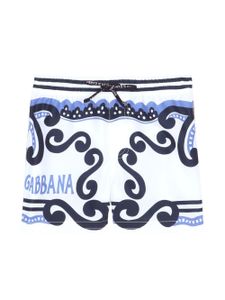 Dolce & Gabbana Kids short de bain à logo imprimé - Blanc