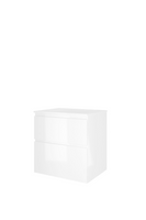 Proline polystone Elegant badmeubelset met wastafelonderkast met 2 asymmetrische lades en polystone wastafel zonder kraangat 60 x 62,5 x 46 cm,