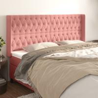 Hoofdbord met randen 183x16x118/128 cm fluweel roze