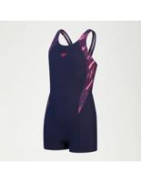 Speedo Eco+ H-boom Splice Legsuit Kinder Badpak (navy/roze) 9-10y Navy / Roze