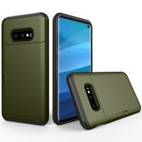 Schokbestendige ruige Armor beschermhoes voor Galaxy S10 Lite met kaartslot (leger-groen)