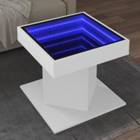 Salontafel met LED 50x50x45 cm bewerkt hout wit - thumbnail