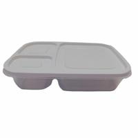 Vershoudbakjes - 1.15L - 3-vaks - 23 cm - mealprep - bewaarbakjes - lichtgrijs
