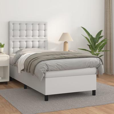 Boxspring met matras kunstleer wit 90x200 cm