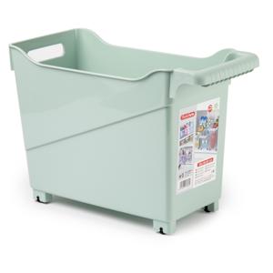 Opslag/opberg trolley container - mintgroen - op wieltjes - L38 x B18 x H26 cm - kunststof