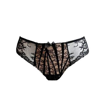 AMBRA lingerie "Black Swan" Brazilian bruin/zwart met bandjes en kant
