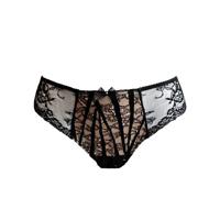 AMBRA lingerie "Black Swan" Brazilian bruin/zwart met bandjes en kant - thumbnail