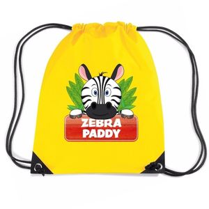 Paddy de Zebra trekkoord rugzak / gymtas geel voor kinderen