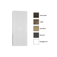 Kolomkast Sanicare Q6/Q14/Q16 2-Deurs Soft-Closing Chromen Greep 160x67x32 cm Grey-Wood - thumbnail