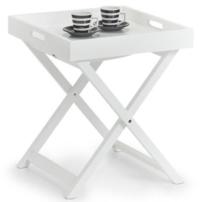 Zeller Bijzettafel - inklapbaar - wit - hout - 40 x 46,5 cm - afneembaar dienblad