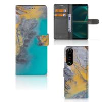 Sony Xperia 5III | Bookcase | Marble Blue Gold Sony Xperia 5III | Bookcase | Marble Blue Gold