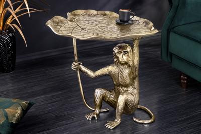 Design Bijzettafel WILDLIFE MONKEY 60cm goud antiek metaal handgemaakt - 44835