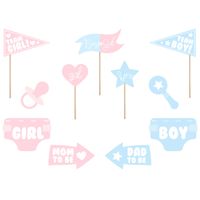 PartyDeco gender reveal foto prop set - 11-delig - babyshower thema feest - photo booth - Fotoprops - thumbnail