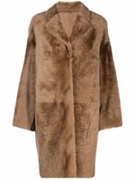 Yves Salomon manteau oversize en peau lainée - Marron