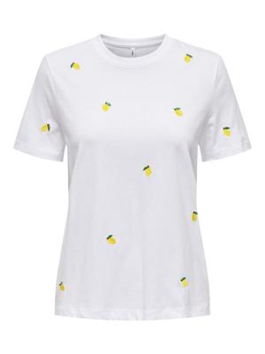 Only Onlketty Life S/s O-neck Top Jrs Noos T-shirts Bright White Lemon