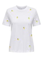 Only Onlketty Life S/s O-neck Top Jrs Noos T-shirts Bright White Lemon