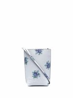 GANNI sac à bandoulière en cuir à fleurs - Bleu