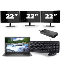 Dell Latitude 7400 - Intel Core i7-8e Generatie - 14 inch - 16GB RAM - 256GB SSD - Windows 11 + 3x 22 inch Monitor
