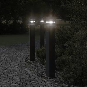 Buitenvloerlampen 3 st met stopcontact 80 cm aluminium zwart