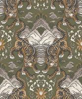 Dutch Wallcoverings Khalili - Tora Khaki - Groen/Oranje