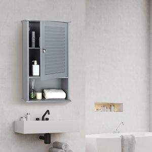 Badkamermeubel voor Wandmontage 3 Opbergplanken Praktische MDF-Structuur Gemakkelijk te Combineren Stijl 42 x 17 x 70 cm (Grijs)