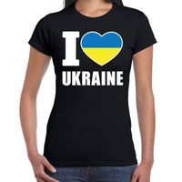 I love Ukraine t-shirt Oekraine zwart voor dames - thumbnail