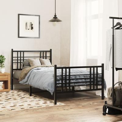 Bedframe met hoofd- en voeteneinde metaal zwart 100x190 cm