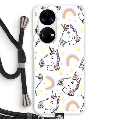 Rainbow Unicorn: Huawei P50 Transparant Hoesje met koord
