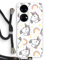 Rainbow Unicorn: Huawei P50 Transparant Hoesje met koord