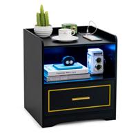 LED-Nachtkastje met USB-Poort Nachtkastje met Instelbare Lichtkleuren en Helderheid en Lichaamssensor Moderne Bijzettafel