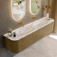 Badmeubel Mondiaz Kurve-Dlux | 190 cm cm | Meubelkleur Dusk | Wastafelkleur Glace | Solid surface | Wasbak beiden zijden spoelbak | Zonder kraangat(en)