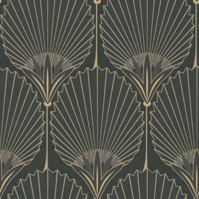 Dutch Wallcoverings Asperia - Nile Palm - Zwart/Goud