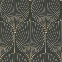Dutch Wallcoverings Asperia - Nile Palm - Zwart/Goud