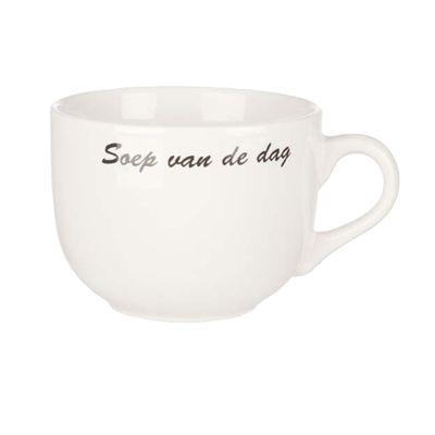 Kommetjes/soepkommen voor soep/ontbijt - Keramiek - D10 x 8 cm - wit - stapelbaar