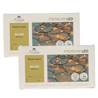 Kerstverlichting premium - 2x - 80 led lampjes - warm wit - 800 cm - lichtsnoer