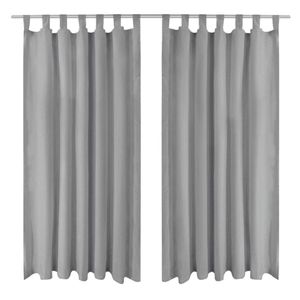 VidaXL Micro-satijnen gordijnen met lussen 140x245 cm grijs 2 st