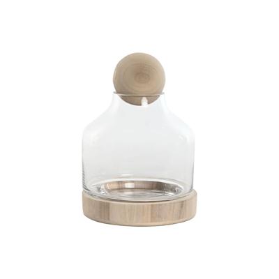 Vaas Home ESPRIT Transparant Natuurlijk Hout Kristal 18 x 18 x 24 cm