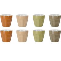 Excellent Houseware Koffie/espresso kleine kopjes - set van 8x stuks - porselein - Earth colours - 90 ml - Koffie- en th