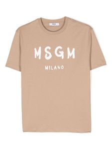 MSGM Kids t-shirt en coton à logo imprimé - Tons neutres