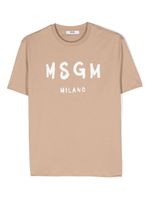 MSGM Kids t-shirt en coton à logo imprimé - Tons neutres