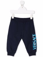 Versace Kids pantalon de jogging à logo imprimé - Bleu - thumbnail